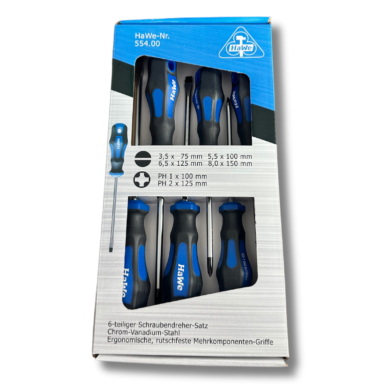 HaWe Schraubendreher-Satz 6-teilig – Schlitz & PH – ergonomische, rutschfeste Griffe