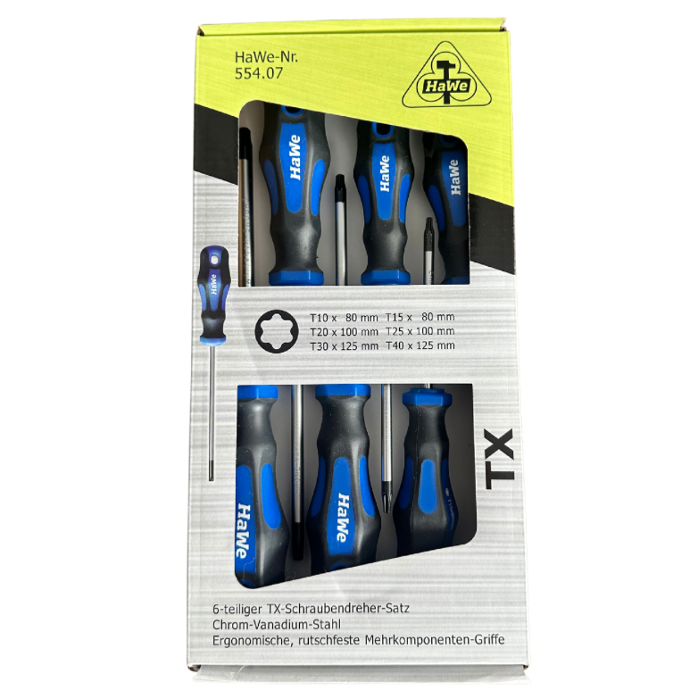 HaWe Torx Schraubendreher-Set – T10, T15, T20, T25, T30, T40 (6-teilig)